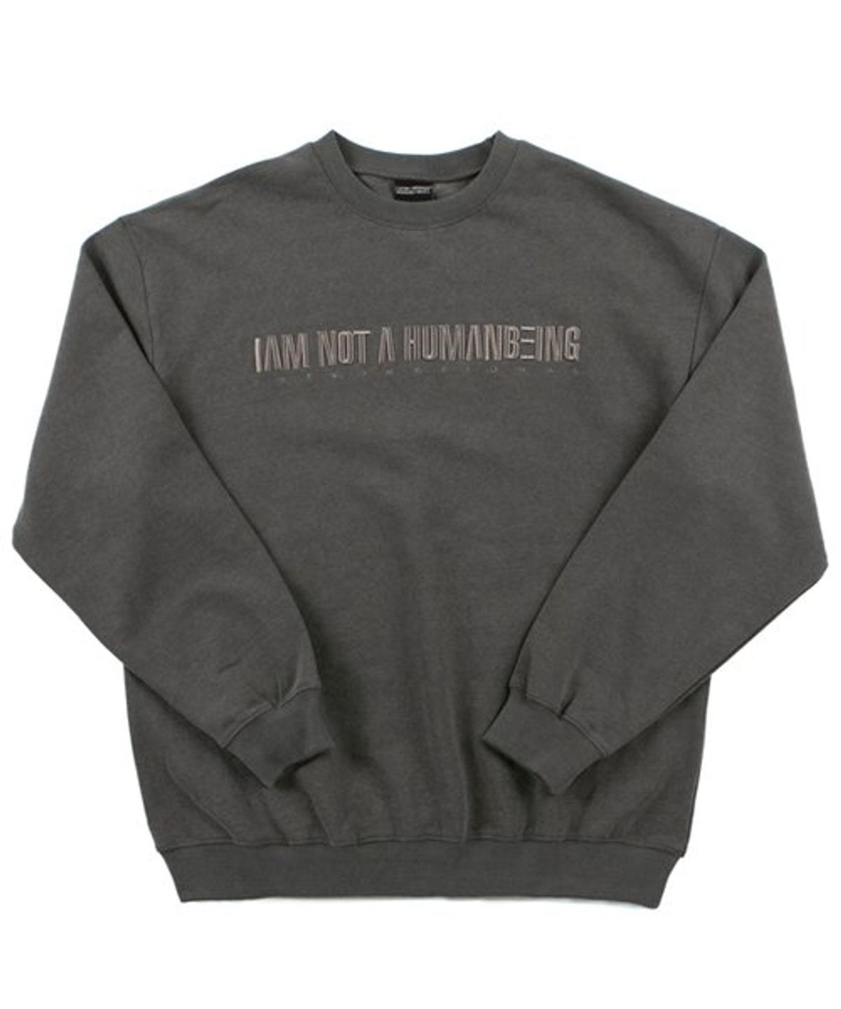 아임낫어휴먼비잉(I AM NOT A HUMAN BEING) Embroidered Crewneck Sweatshirt - GREY