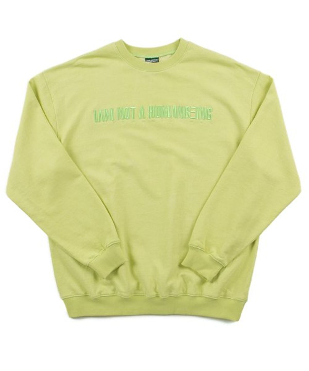 아임낫어휴먼비잉(I AM NOT A HUMAN BEING) Embroidered Crewneck Sweatshirt - GREEN
