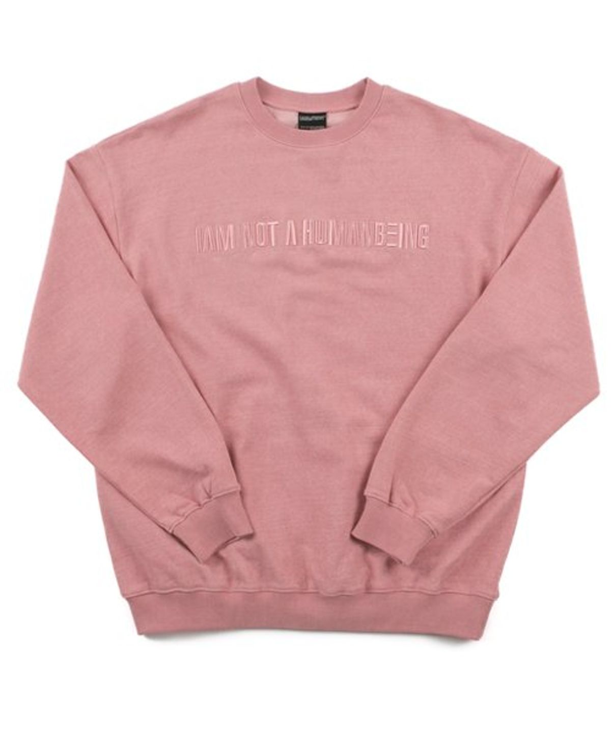 아임낫어휴먼비잉(I AM NOT A HUMAN BEING) Embroidered Crewneck Sweatshirt - PEACH