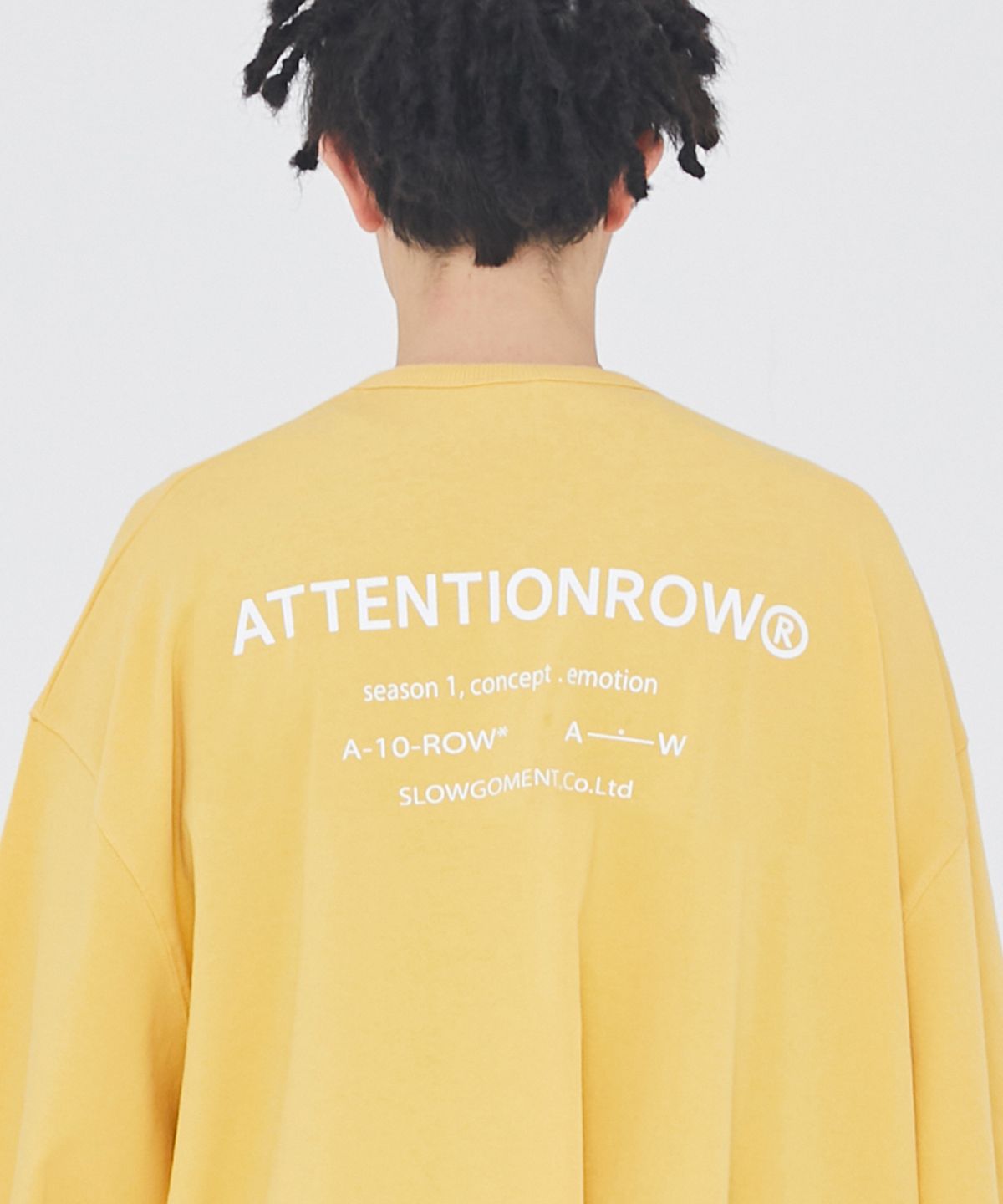 어텐션로우(ATTENTIONROW) 퓨즈 빅 오버사이즈 반팔티 (머스터드)