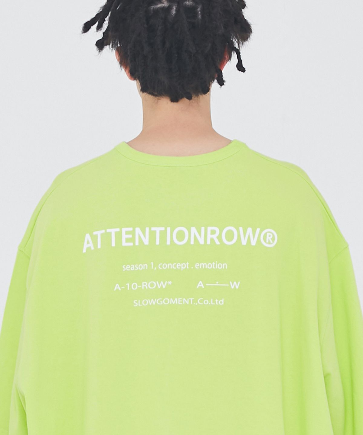 어텐션로우(ATTENTIONROW) 퓨즈 빅 오버사이즈 반팔티 (라임)