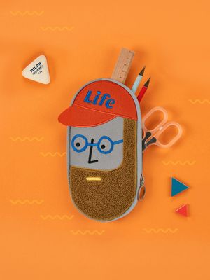 캔버스 필통 부클 자수 펜 파우치_비어드맨 베스트프렌드