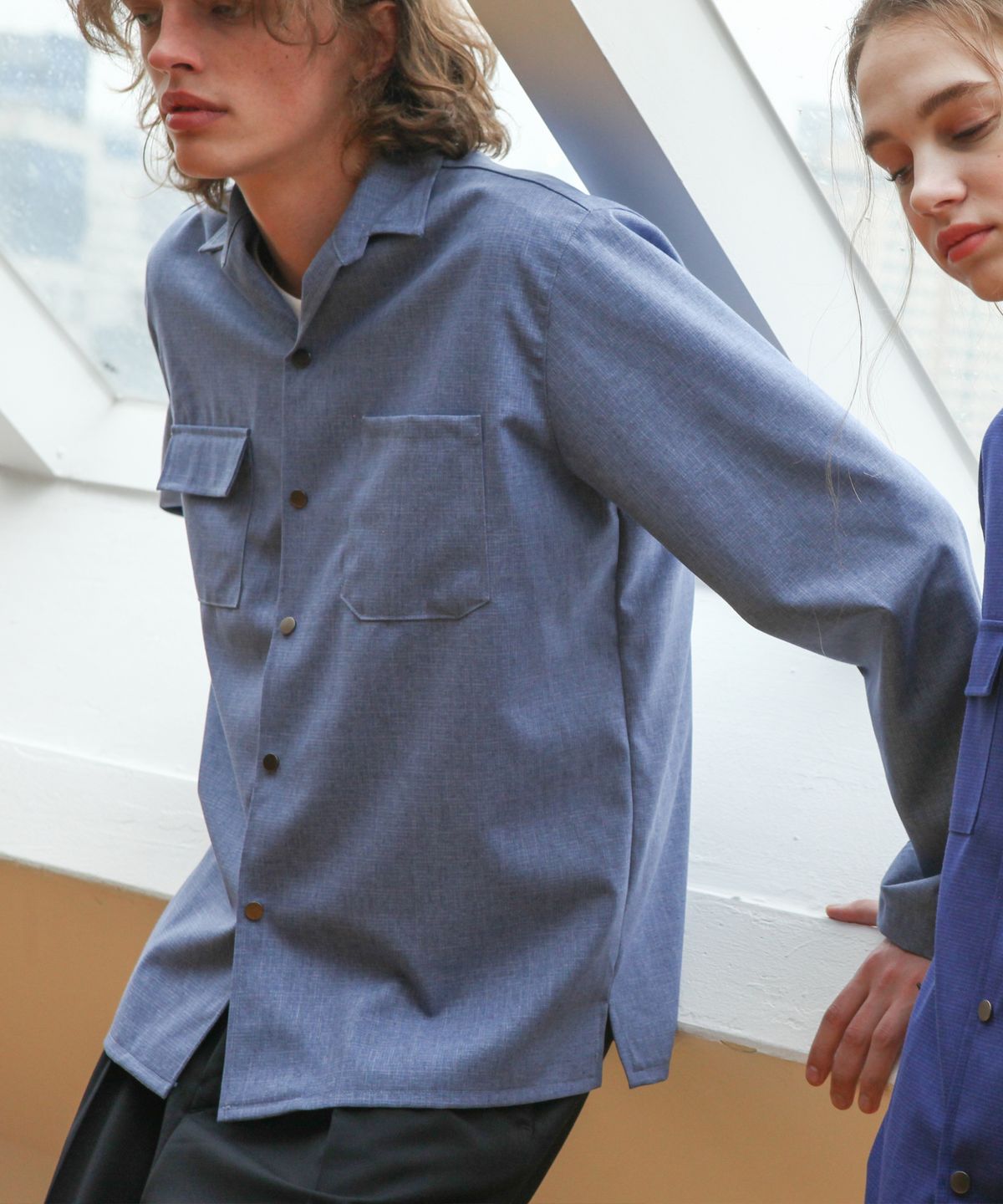 트립르센스(TRIP LE SENS) OVERSIZED STRING SHIRTS JACKET BLUE