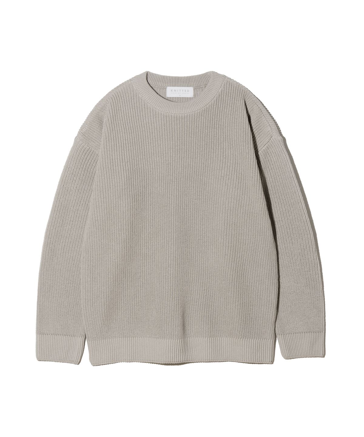 니티드(KNITTED) 소프트코튼 드랍숄더 오버핏 와플 니트 LIGHT GREY