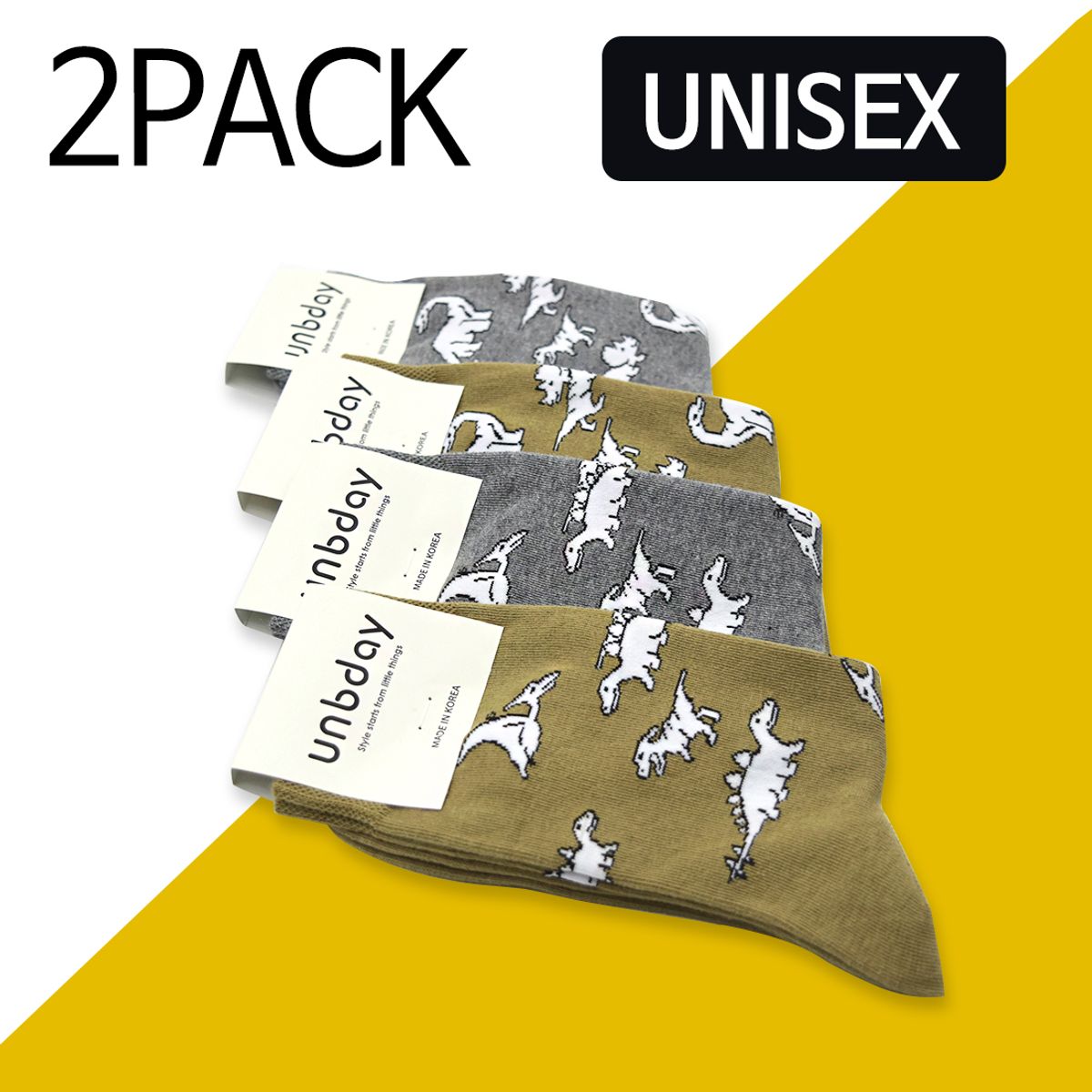 언비데이(UNBDAY) [2PACK]남녀공용 공룡패턴 양말