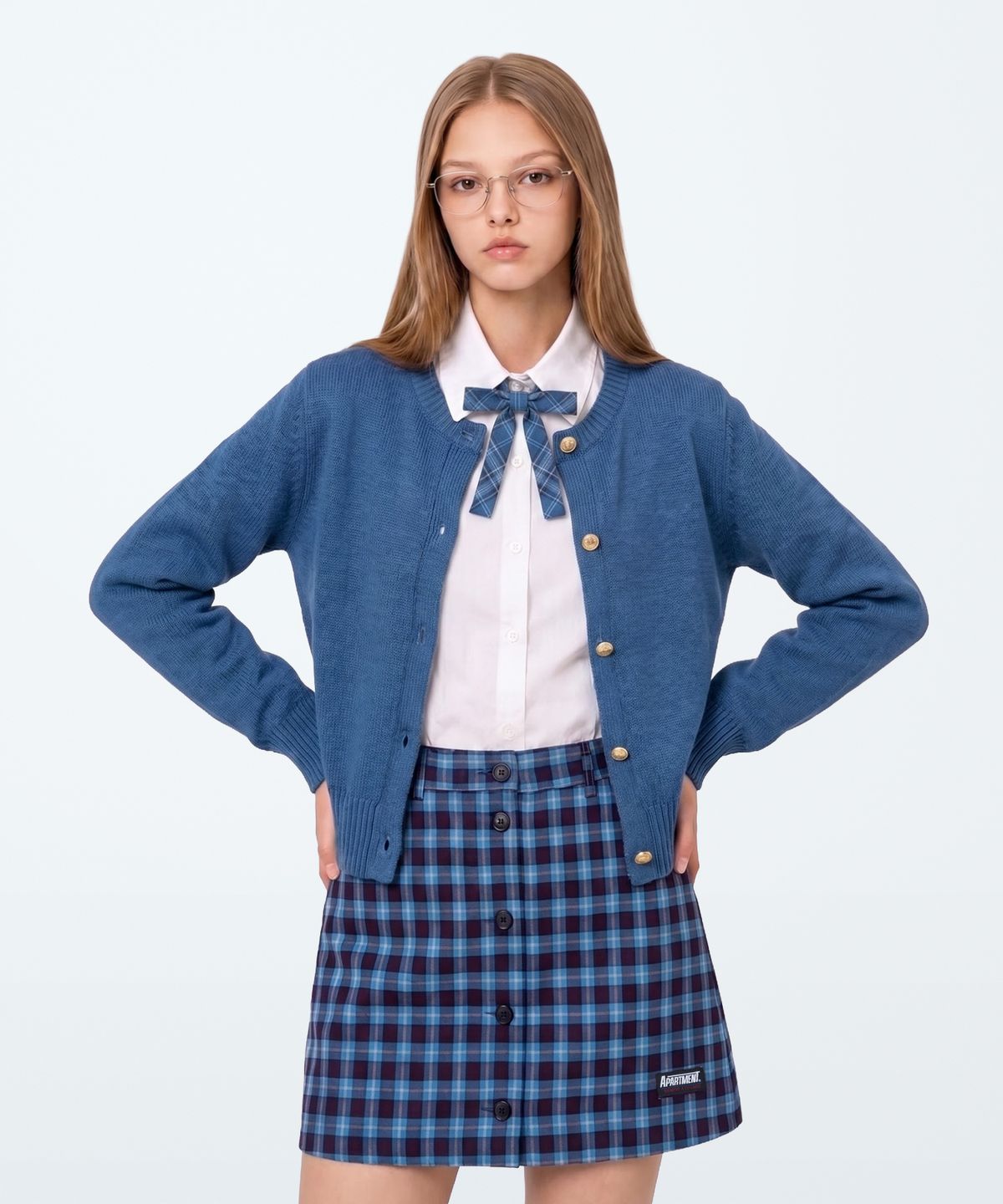 아파트먼트(APARTMENT) (W) CHIEK CHECK MINI SKIRT - BLUE