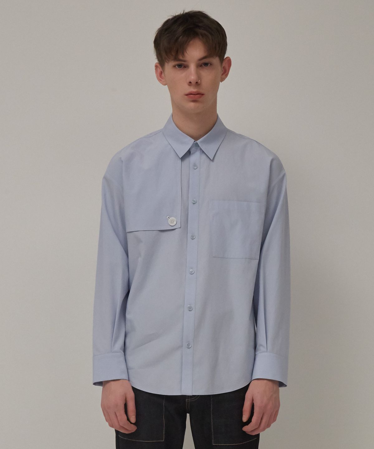 뮤게(MUGUET) TRENCH SHIRTS (SKY BLUE)