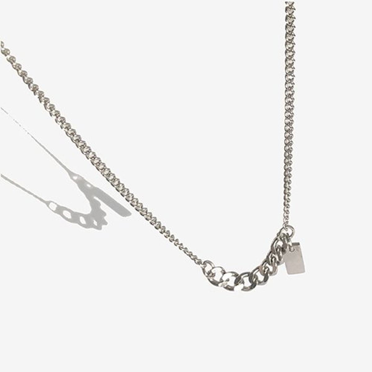 러쉬오프(RUSH OFF) Surgical Steel  Two Flow Chain Necklace - Square Pendant /  투플로우 체인 목걸이 - 스퀘어 펜던트
