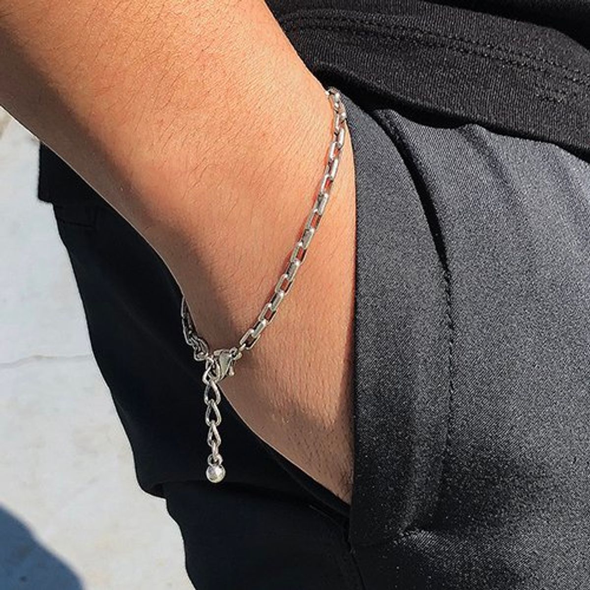 러쉬오프(RUSH OFF) Faded Square Chain Bracelet / 페이디드 스퀘어 체인팔찌 (은도금)