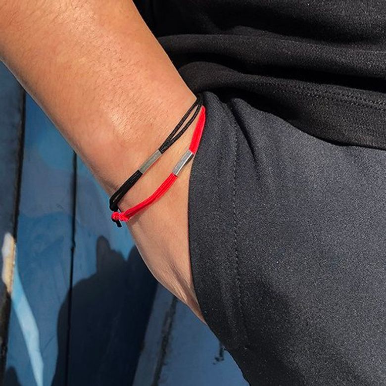 Unisex Red & Black Casual Knot Bracelet 2 Set / 레드&블랙 캐주얼 매듭 팔찌 2세트