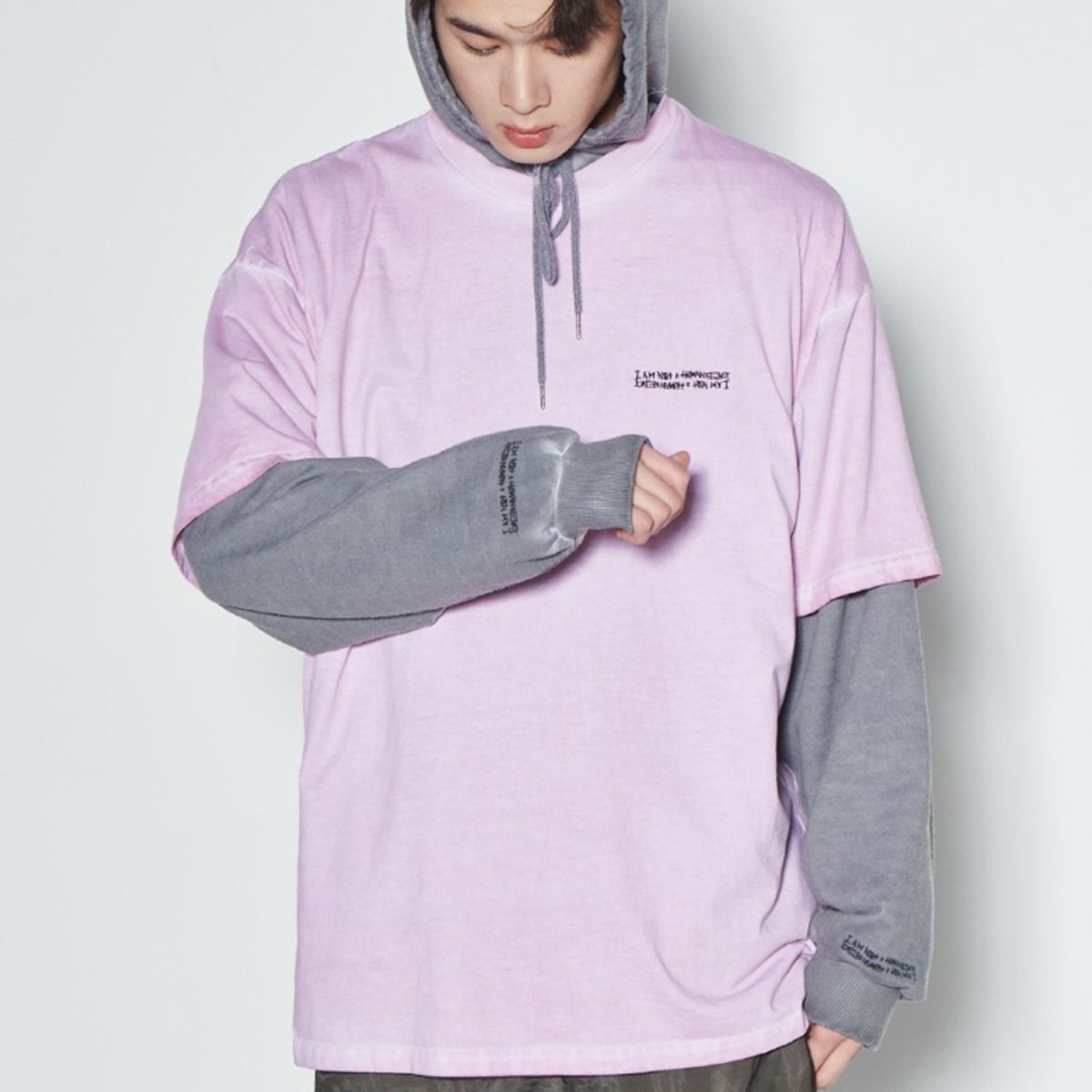 아임낫어휴먼비잉(I AM NOT A HUMAN BEING) Washed Tee (HAND MADE) - PINK