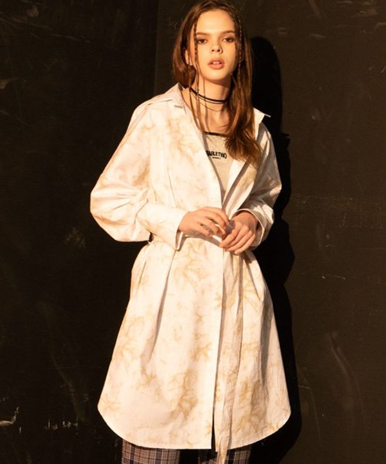 Oversized Tie Dye Shirts Dress (WHITE)