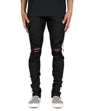 블랙 화이트 트랙 지퍼 진