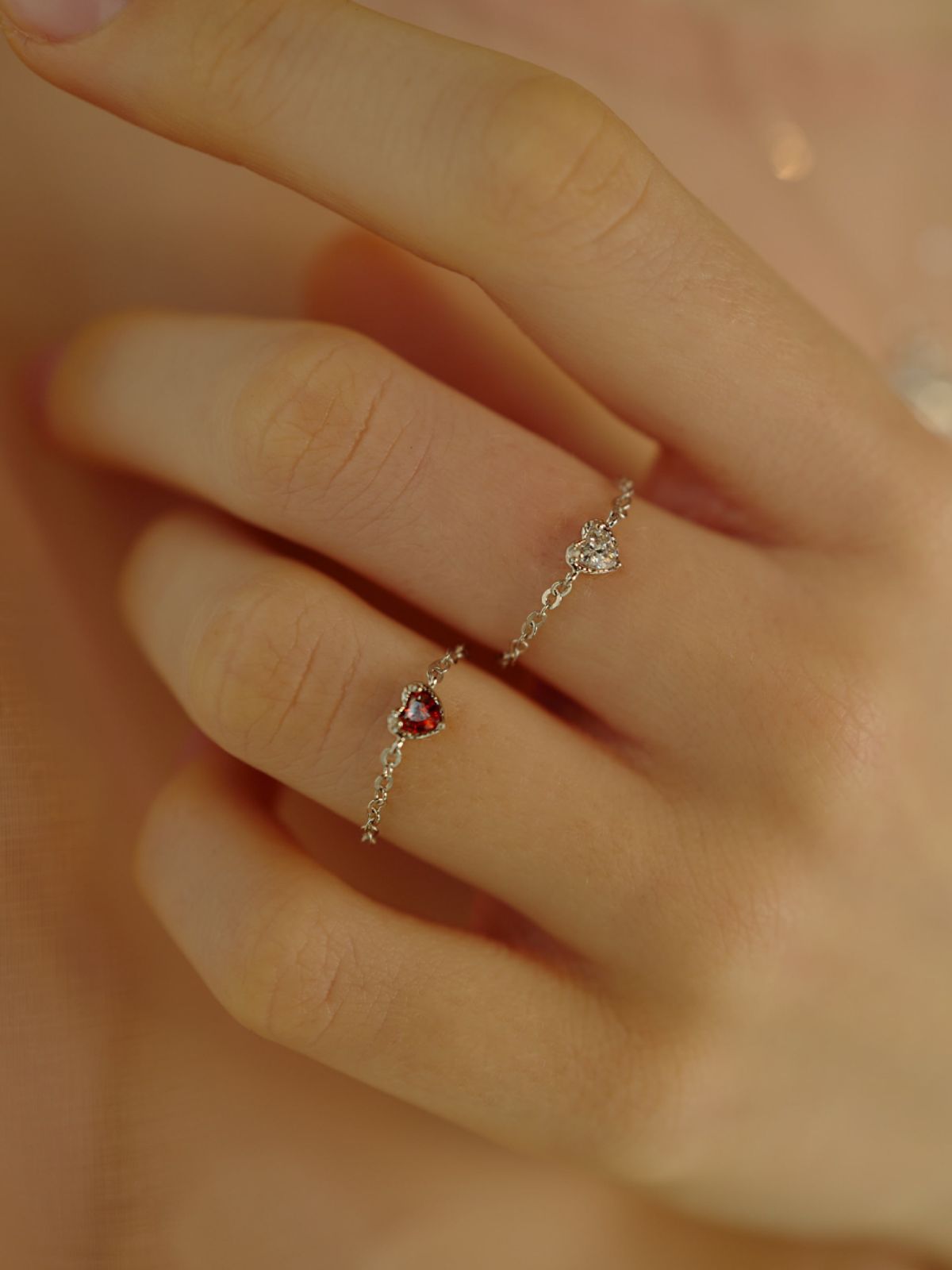 피오레(FIORE) stone heart chain ring