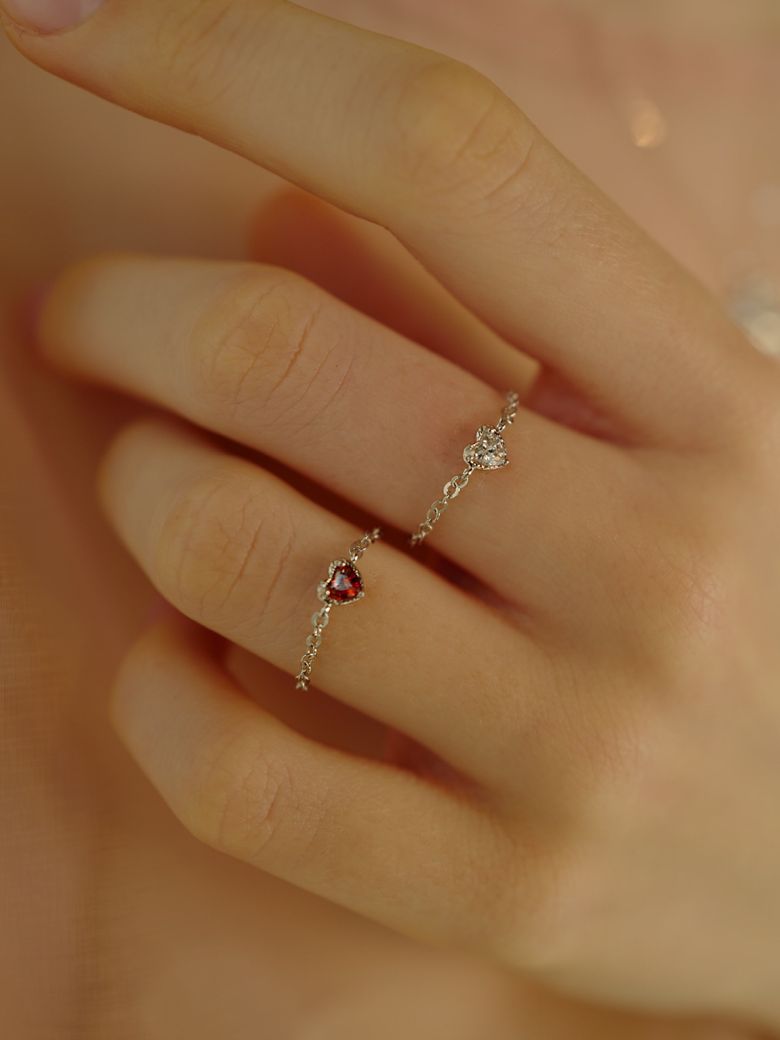 stone heart chain ring
