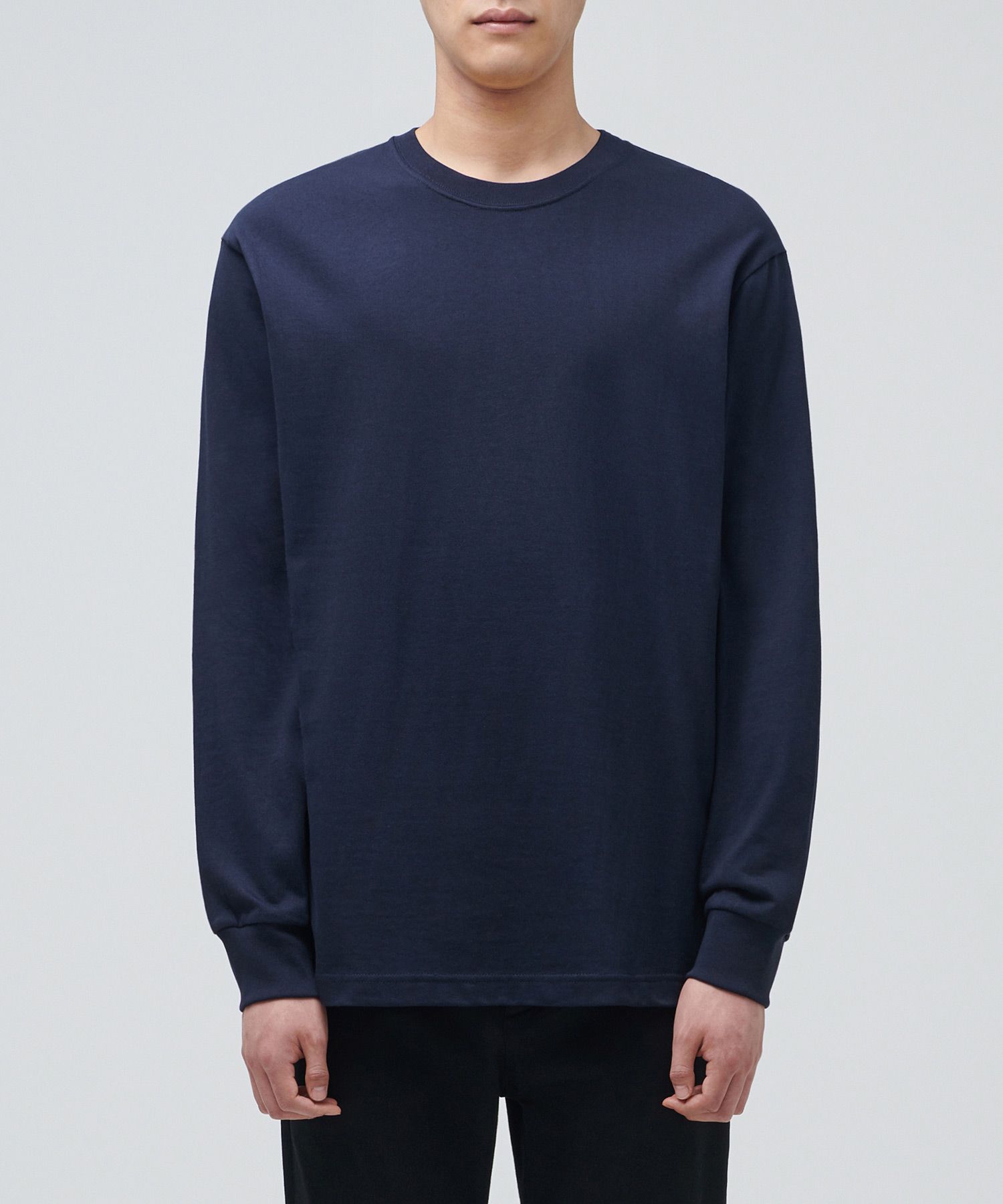 MUSINSA | MUSINSA STANDARD Crew Neck Long Sleeve T-Shirt [Navy]
