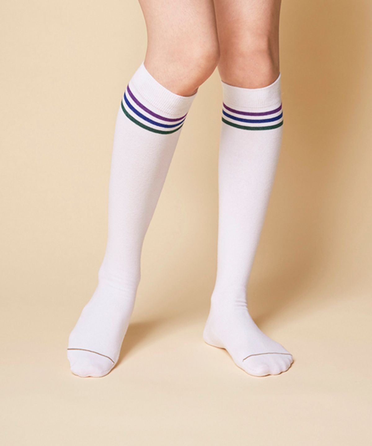 삭스핏(SOXFIT) 화이트 퍼플 니하이삭스 니삭스