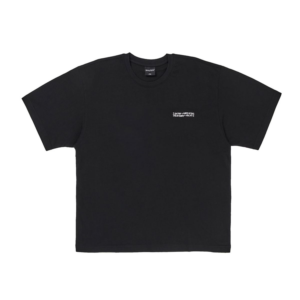 아임낫어휴먼비잉(I AM NOT A HUMAN BEING) Embroidery Front Short Sleeve T-Shirt - BLACK