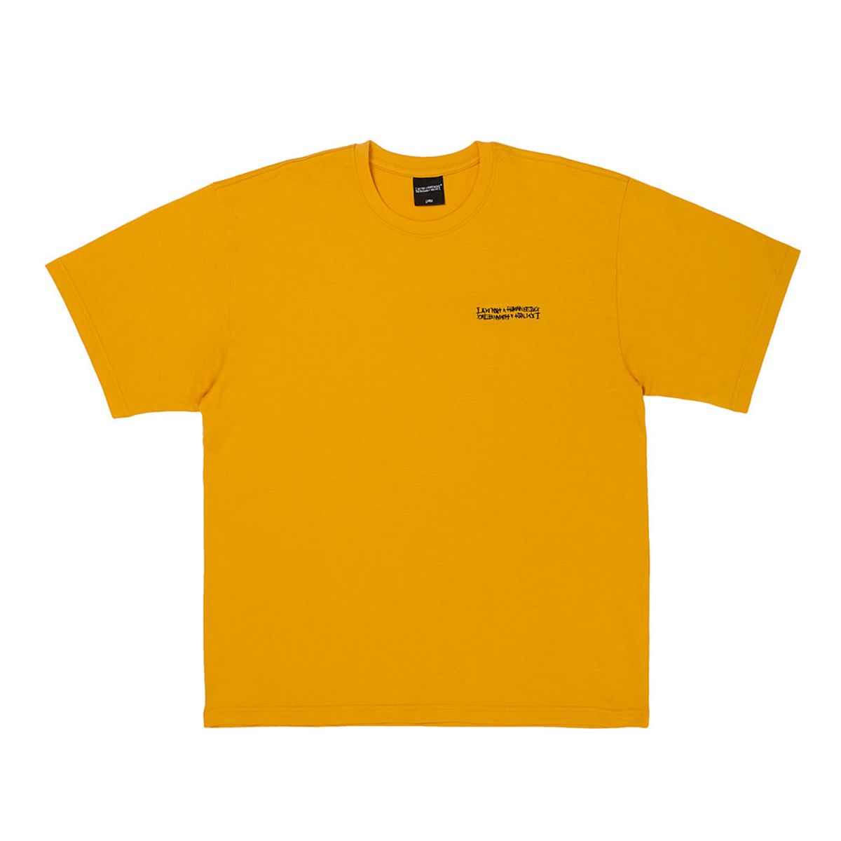 아임낫어휴먼비잉(I AM NOT A HUMAN BEING) Embroidery Front Short Sleeve T-Shirt - MUSTARD