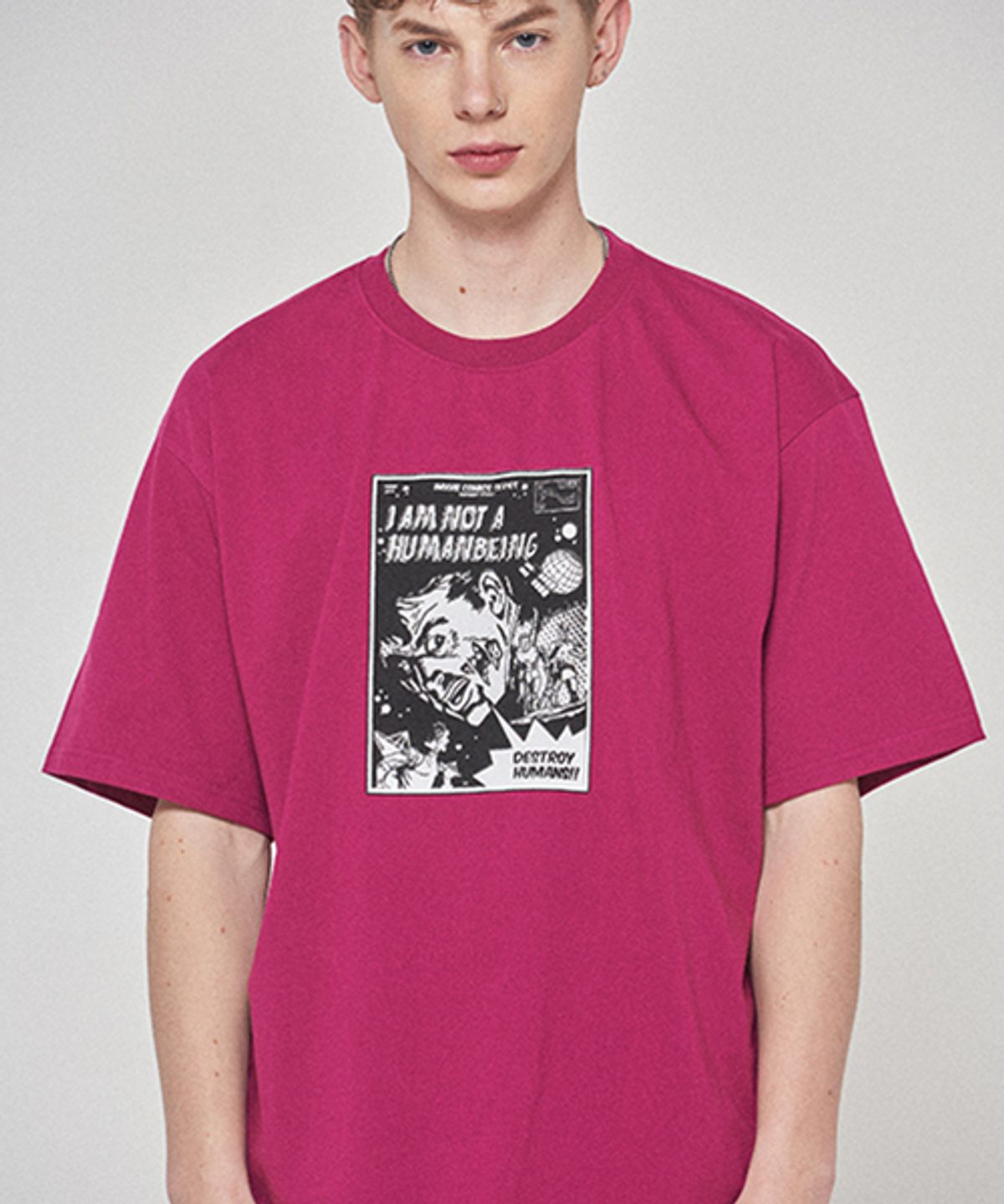 아임낫어휴먼비잉(I AM NOT A HUMAN BEING) Comics Printing Tee - DUST PINK
