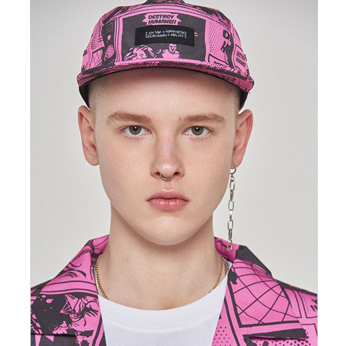 아임낫어휴먼비잉(I AM NOT A HUMAN BEING) Printed Camp Hat - DUST PINK