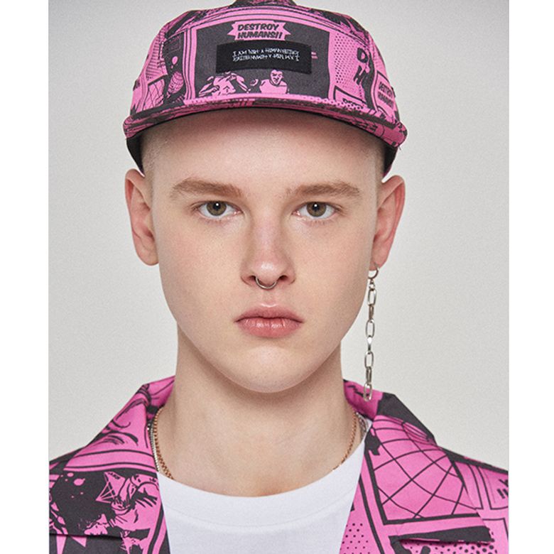 Printed Camp Hat - DUST PINK