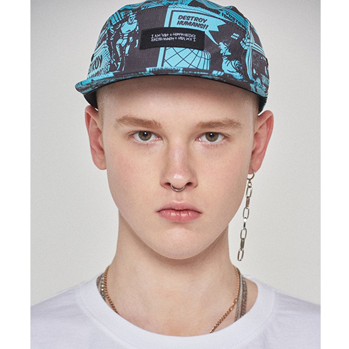 아임낫어휴먼비잉(I AM NOT A HUMAN BEING) Printed Camp hat - TEAL