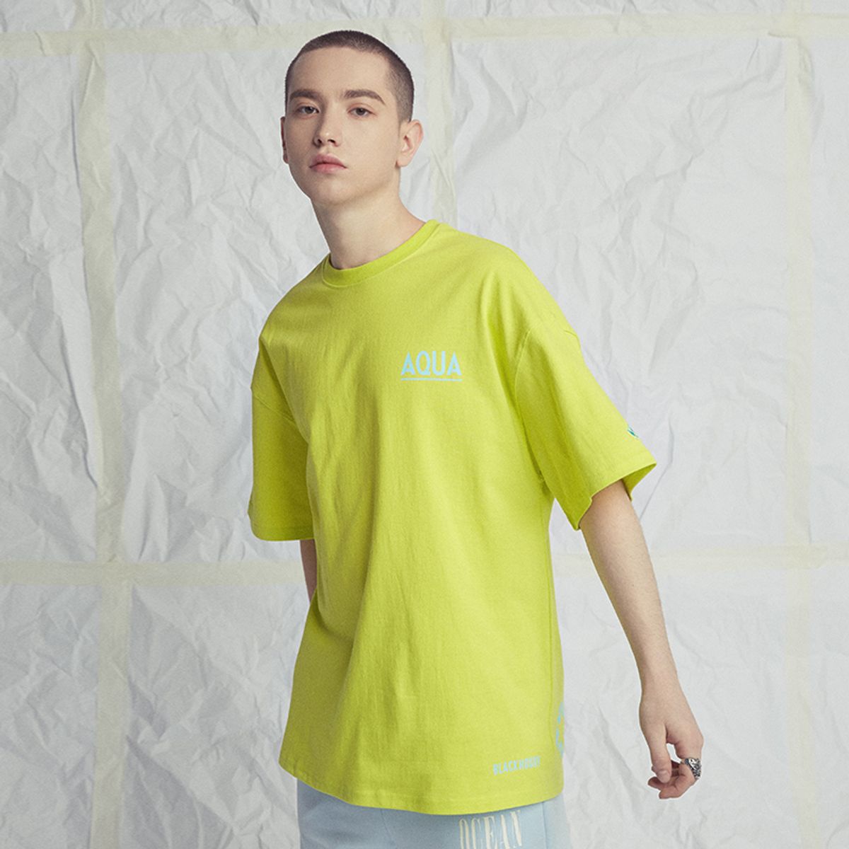 블랙후디(BLACK HOODY) AQUA 1/2 TEE LIME