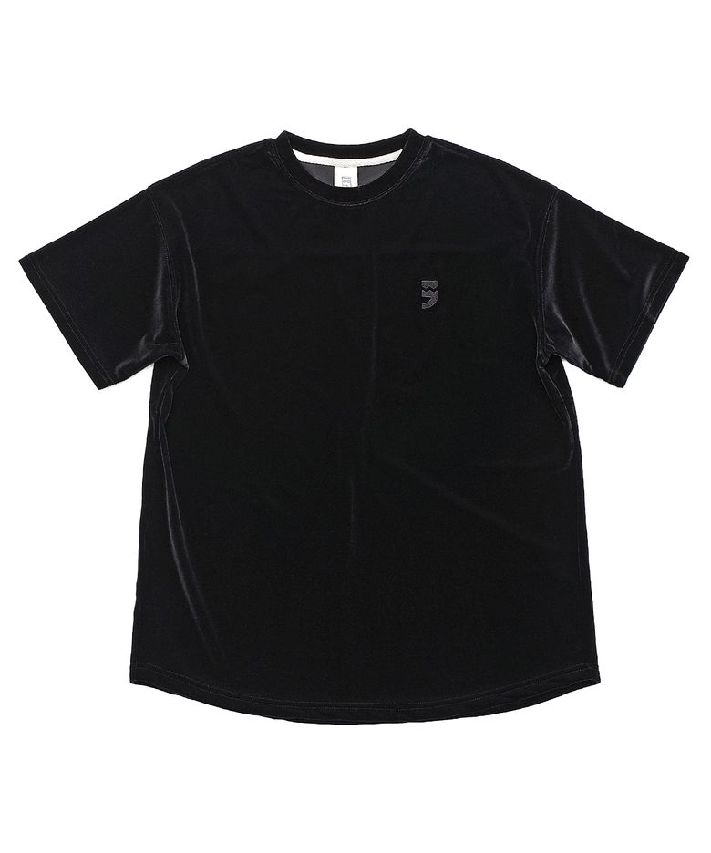 DROP-SHOULDER VELVET 1/2 TEE (Black)
