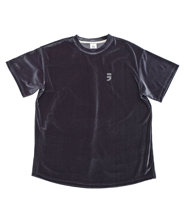 DROP-SHOULDER VELVET 1/2 TEE (Charcoal)