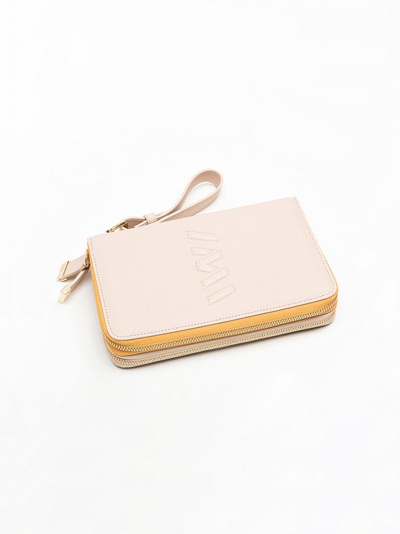 MULTI ZIP LOGO POUCH / CREAM