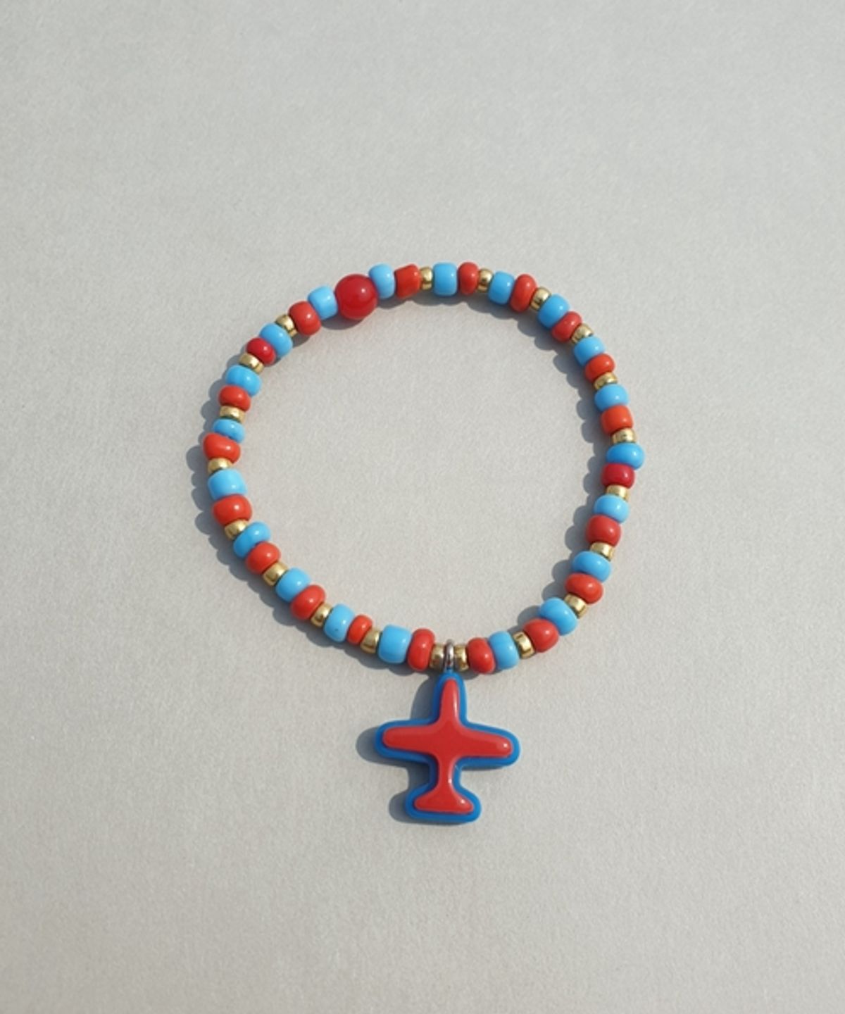 봉보(BONBEAU) Casual airplane beads Bracelet 레드 블루 비행기 비즈팔찌