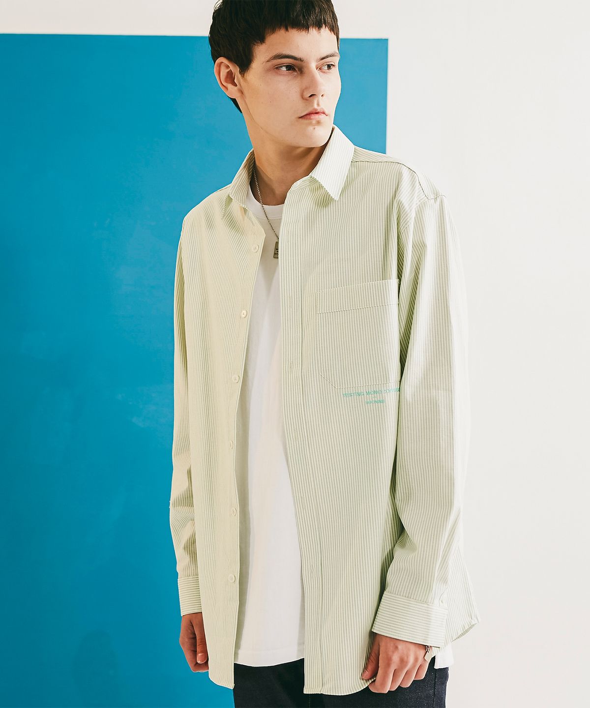 루오나인(RUONINE) 스트라이프 셔츠 GST_MINT(L)