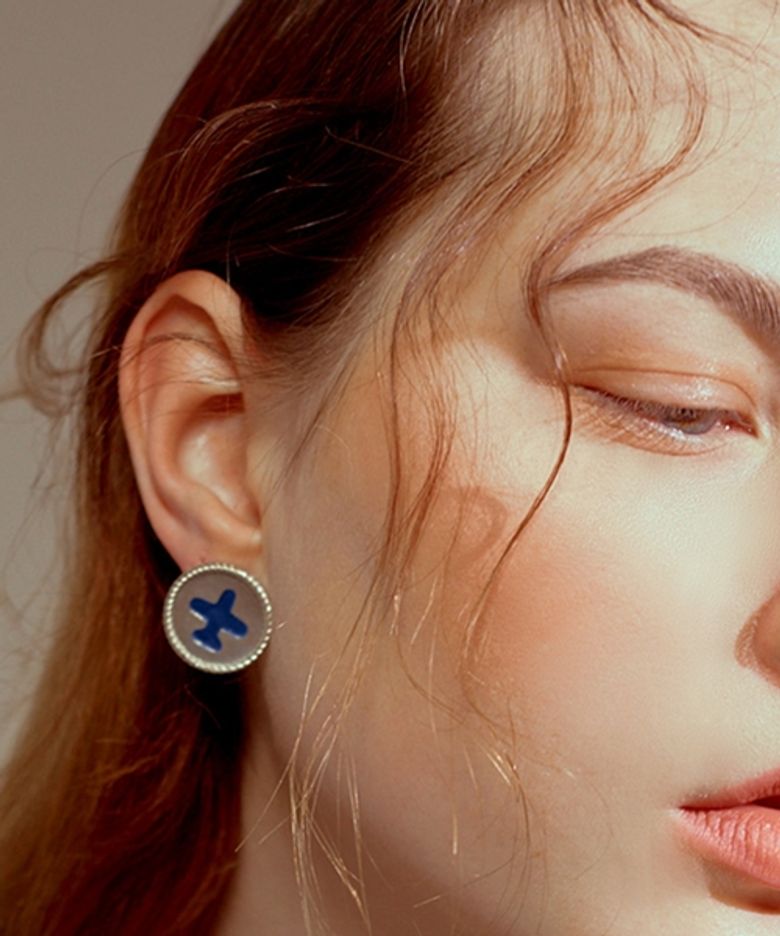 심플 유니크 비행기 코인귀걸이 Antique airplane Coin Earring