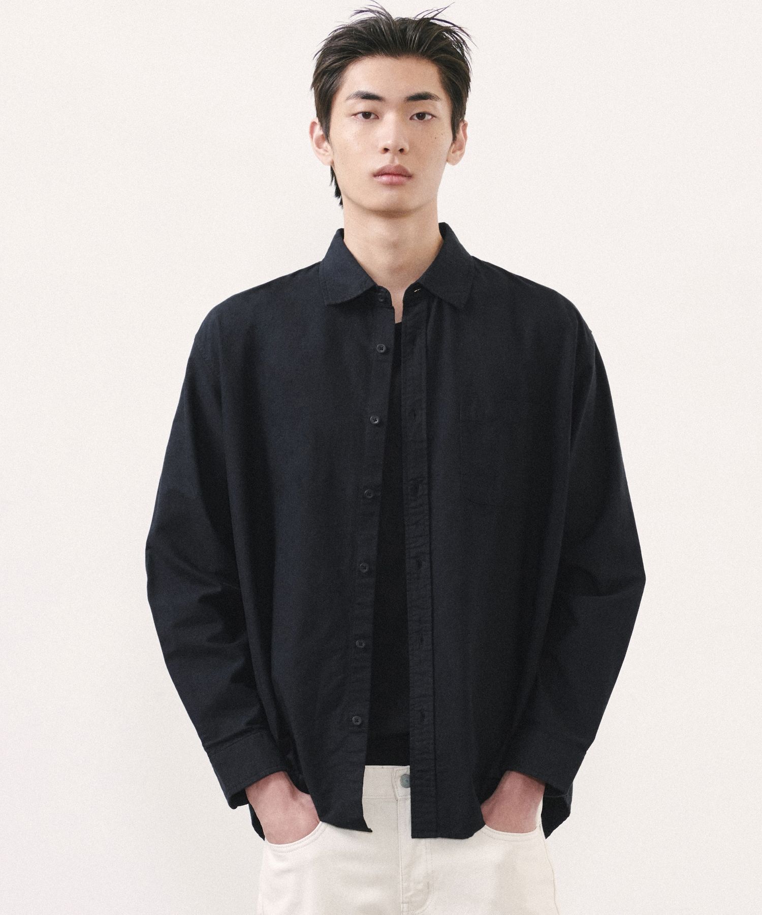 MUSINSA | MUSINSA STANDARD Relax Fit Oxford Shirt [Black]