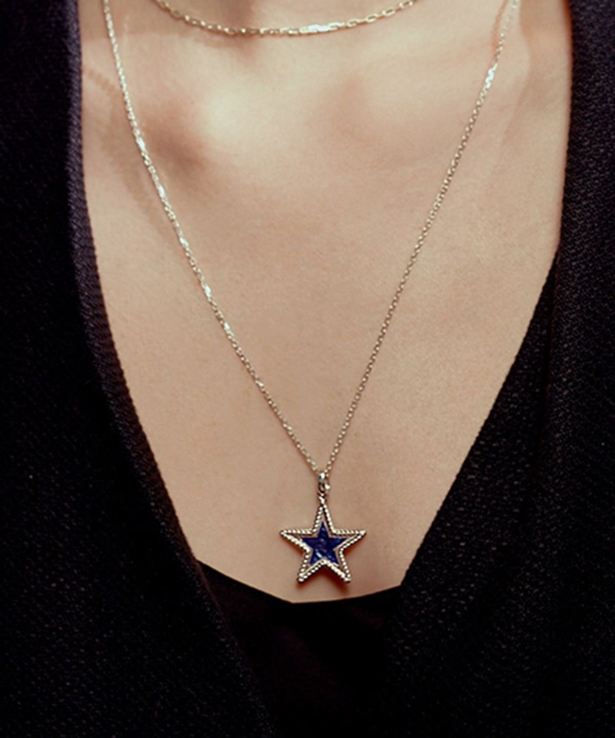 봉보(BONBEAU) 별 레이어드 목걸이 팬던트 Blue star Necklace