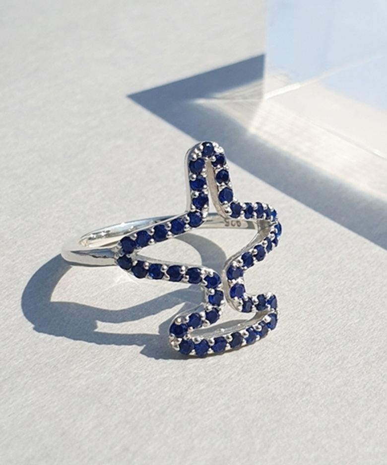 블루 큐빅 비행기 왼손 검지반지 중지반지 Blue airplane point Ring