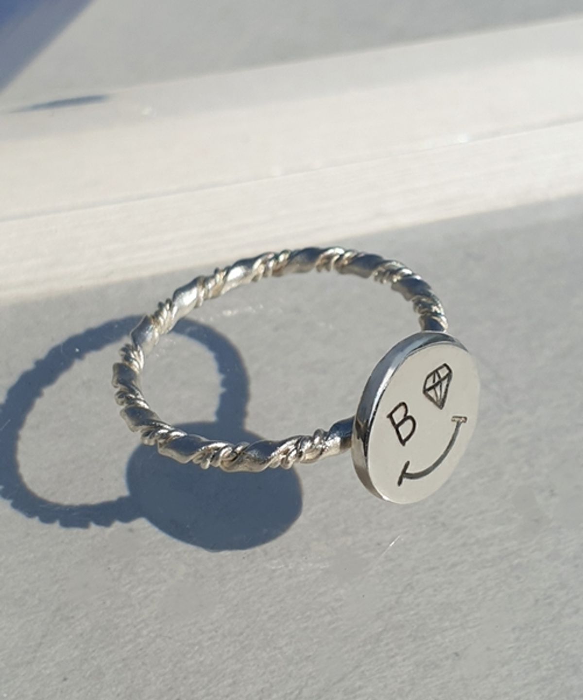 봉보(BONBEAU) 스마일 실버 코인반지 Simple smile coin Ring