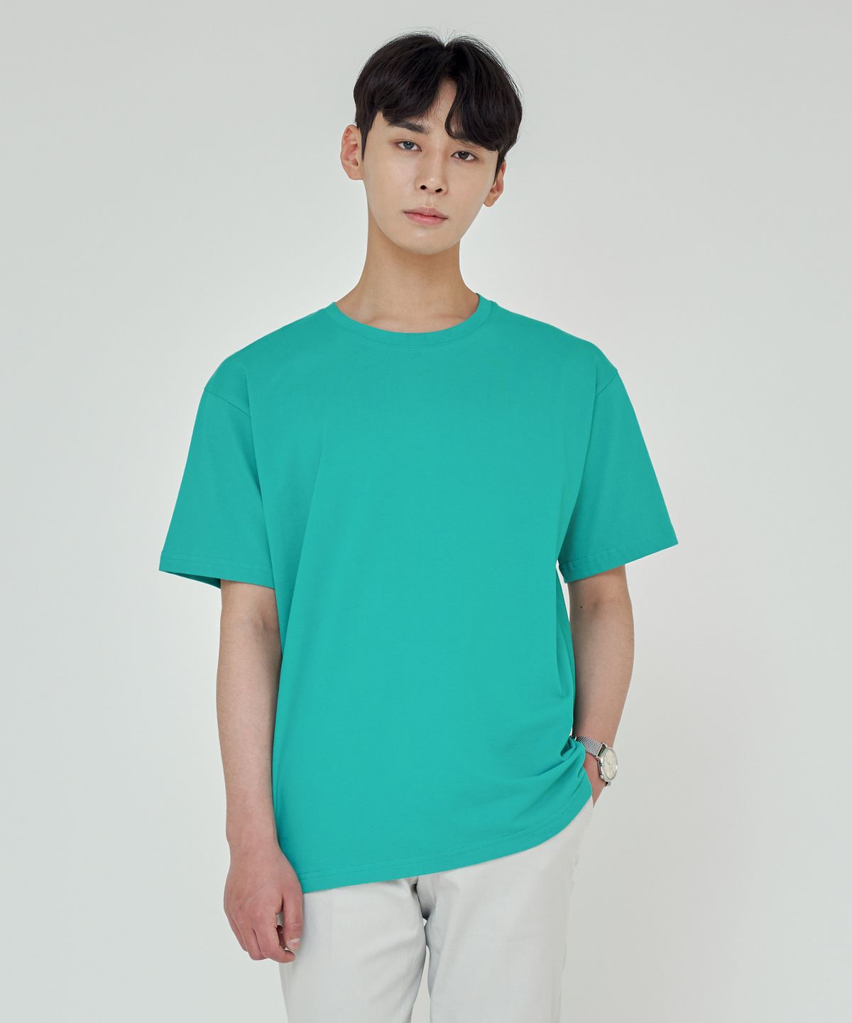 트립르센스(TRIP LE SENS) LOOSE FIT SILKET T-SHIRTS BLUE GREEN