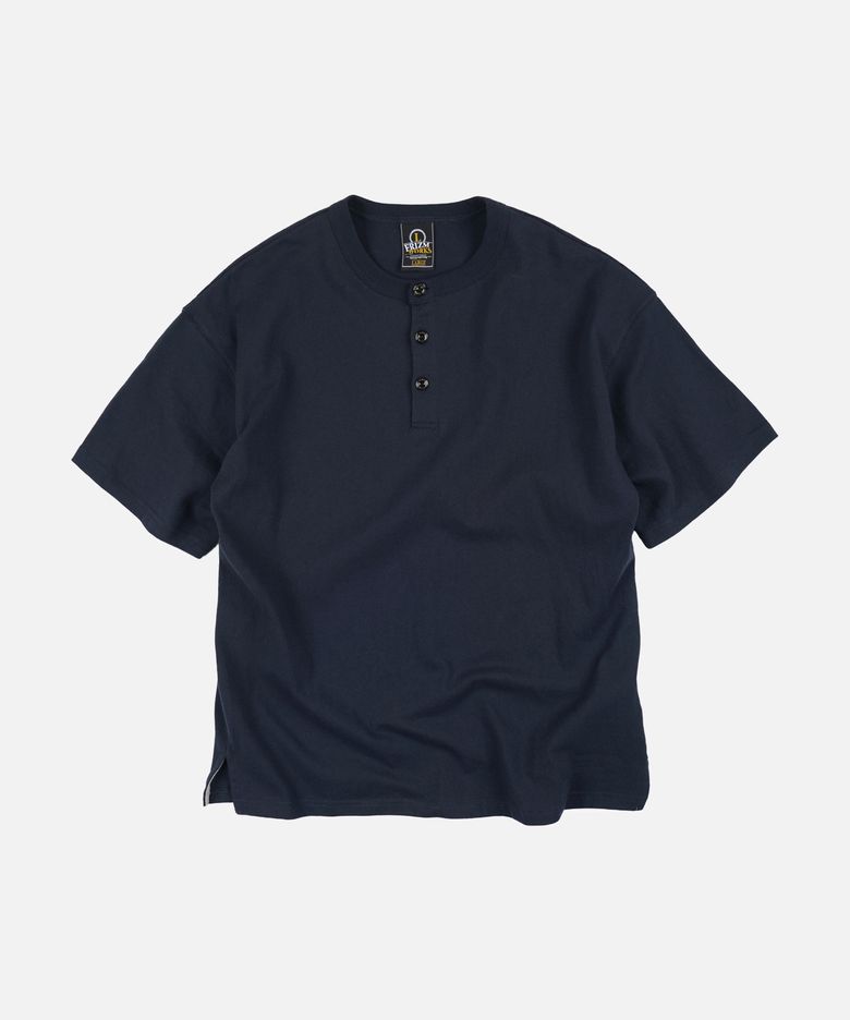 HENLEY NECK HALF TEE _ NAVY