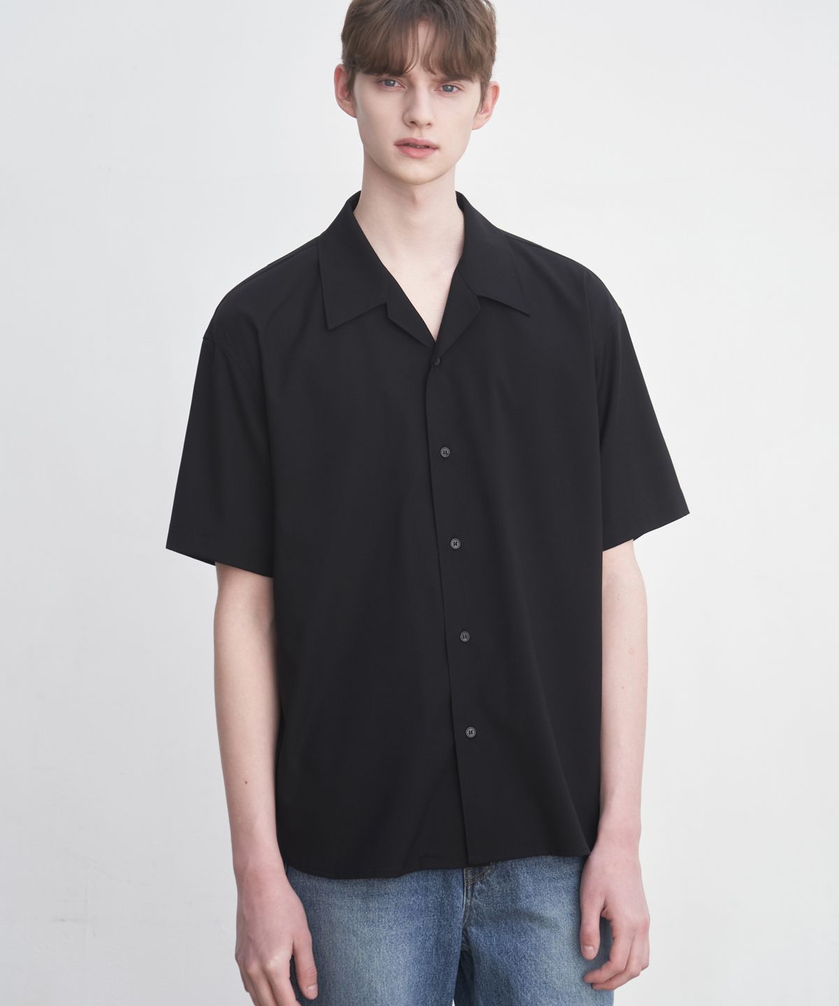 드로우핏(DRAW FIT) 리에디션 브리즈 오픈 카라 셔츠 [BLACK]