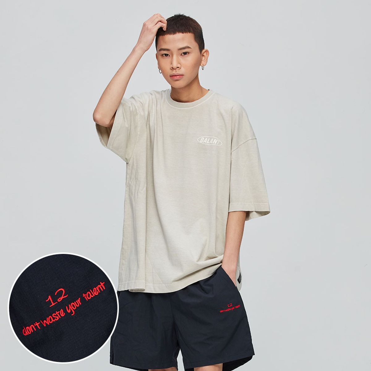 발란트(BALANT) 클래식 슬로건 베이직 쇼츠 - 네이비
