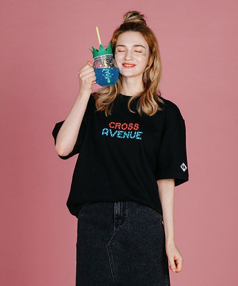 CA-LOGO STRAW BLACK