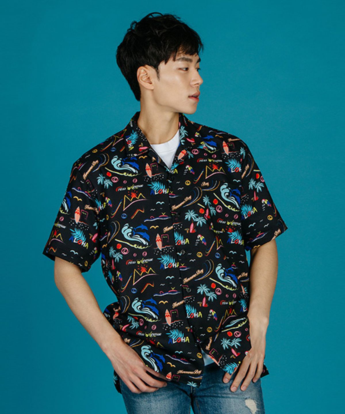크로스 애비뉴(CROSS AVENUE) HAWAII-ALOHA SHIRT BLACK