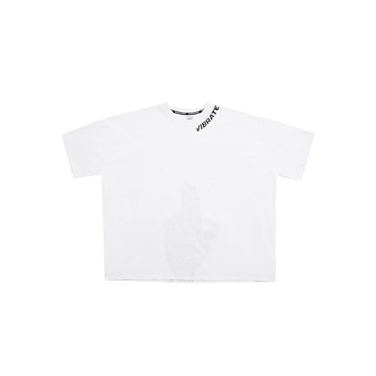 바이브레이트(VIBRATE) NECK LOGO FINGER PRINTING T-SHIRT (WHITE)