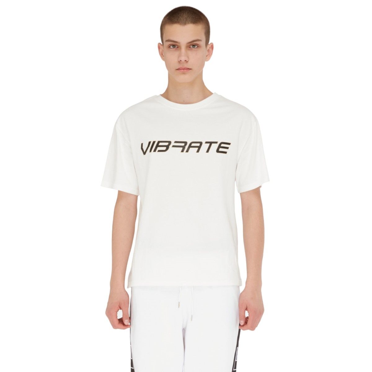 바이브레이트(VIBRATE) LETTERING HAND SHAKE SIGN T-SHIRT (WHITE)