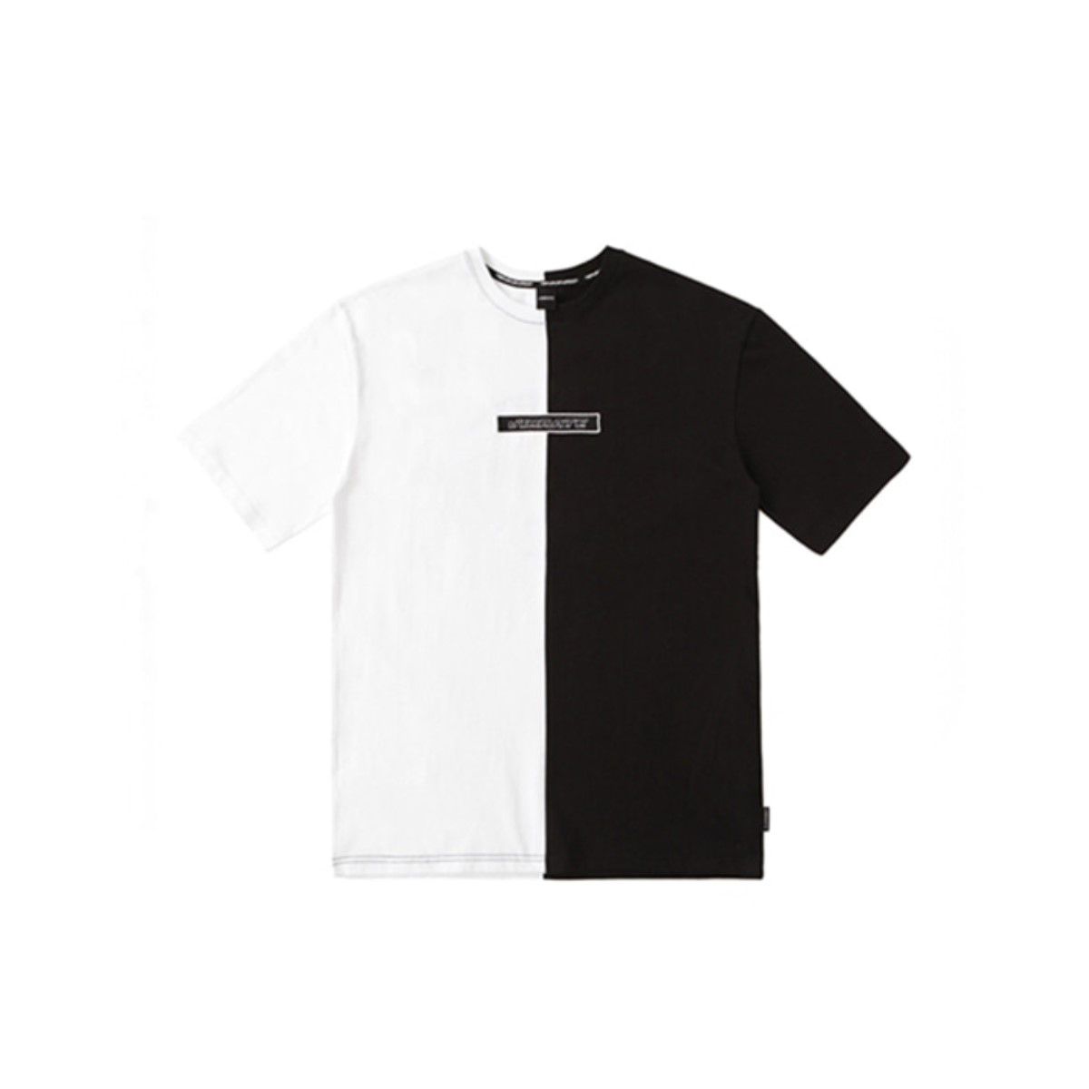 바이브레이트(VIBRATE) SPLIT APPLIQUE T-SHIRT (BLACK&WHITE)