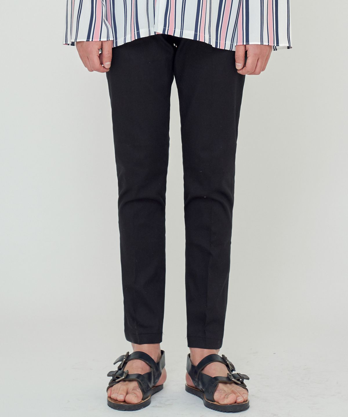 트립르센스(TRIP LE SENS) STRAIGHT FIT BANDING SLACKS BLACK