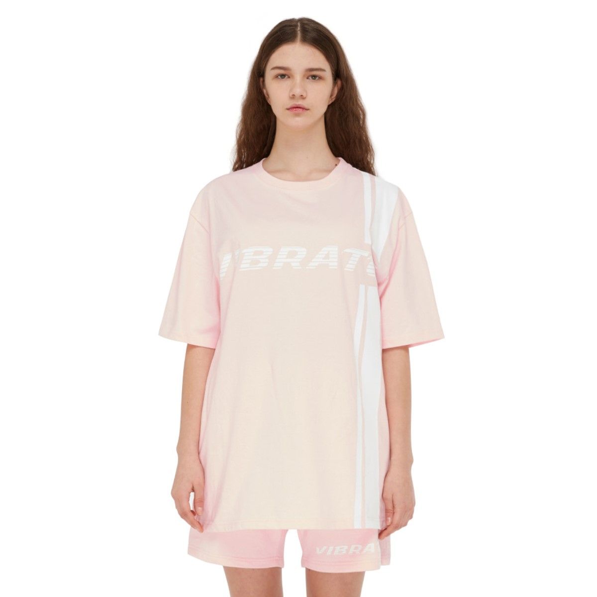 바이브레이트(VIBRATE) SIDE LINE LOGO T-SHIRT (PINK)