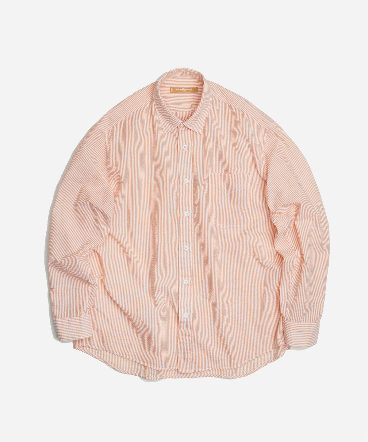 프리즘웍스(FRIZMWORKS) OG STRIPE SEERSUCKER SHIRT _ ORANGE